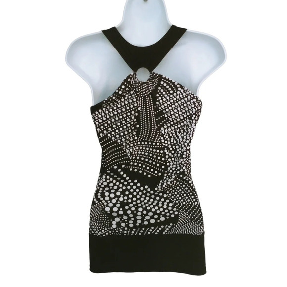Black and White Random Polka Dot Sleeveless halter-like top S - Picture 5 of 7
